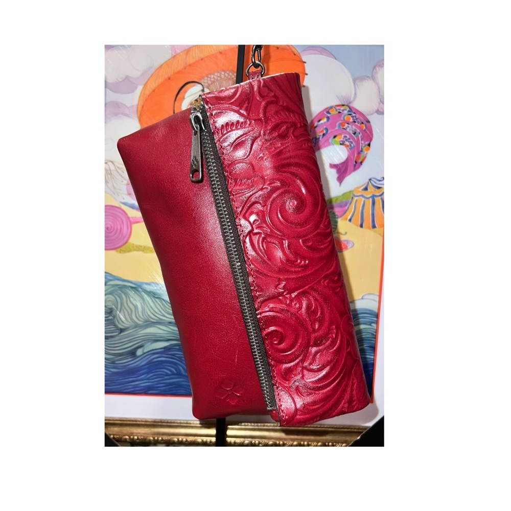 Patricia Nash Red Western Embroidered Leather Wristlet